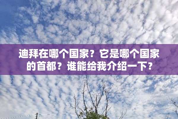 迪拜在哪个国家？它是哪个国家的首都？谁能给我介绍一下？