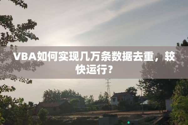 VBA如何实现几万条数据去重，较快运行？