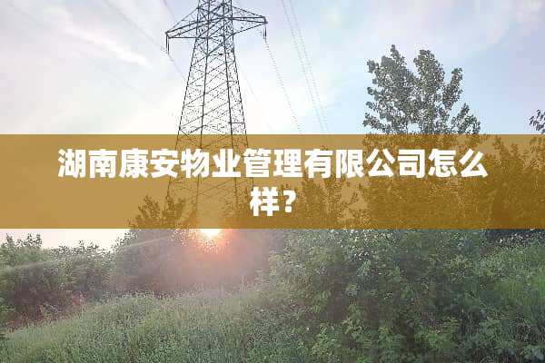 湖南康安物业管理有限公司怎么样？