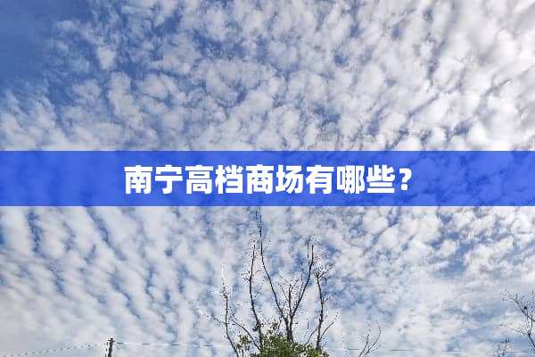 南宁高档商场有哪些？