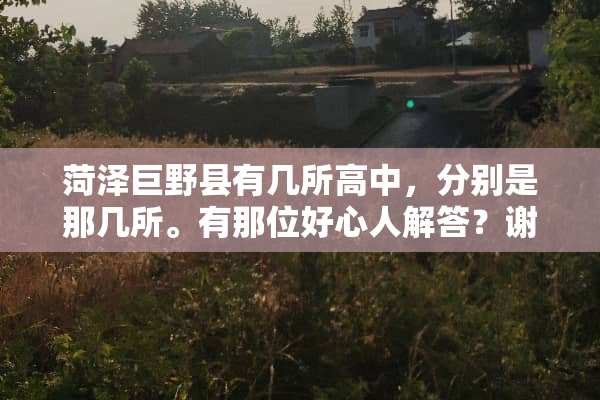 菏泽巨野县有几所高中，分别是那几所。有那位好心人解答？谢谢？