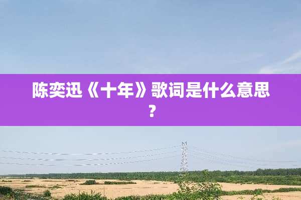 陈奕迅《十年》歌词是什么意思？