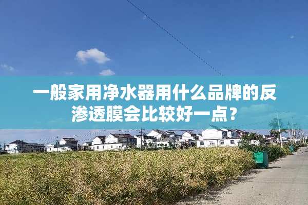 一般家用***用什么品牌的反渗透膜会比较好一点？