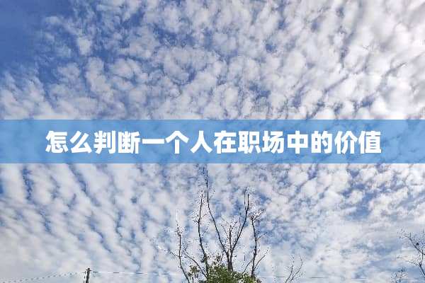 怎么判断一个人在职场中的价值