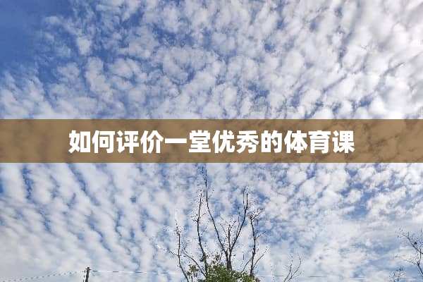 如何评价一堂优秀的体育课