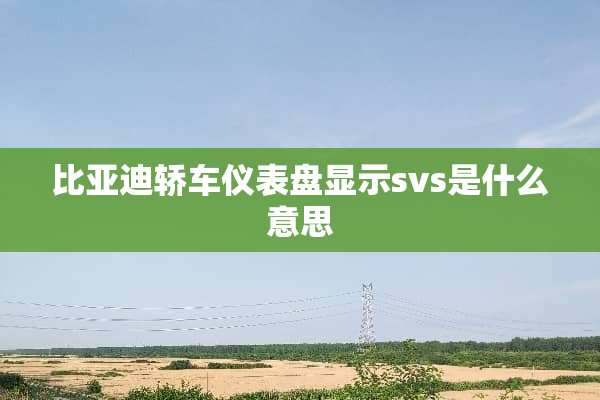 比亚迪轿车仪表盘显示svs是什么意思