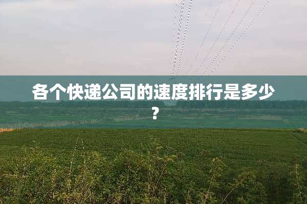 各个快递公司的速度排行是多少？