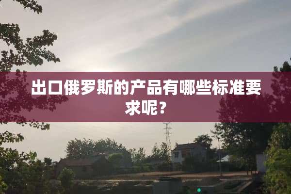 出口俄罗斯的产品有哪些标准要求呢？