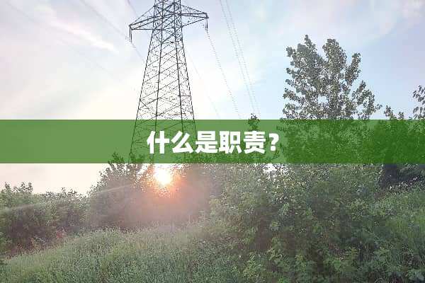 什么是职责？
