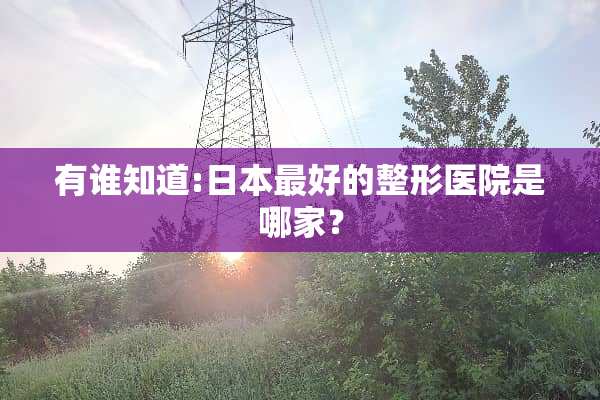 有谁知道:日本最好的整形医院是哪家？
