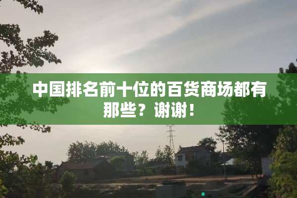 中国排名前十位的百货商场都有那些？谢谢！