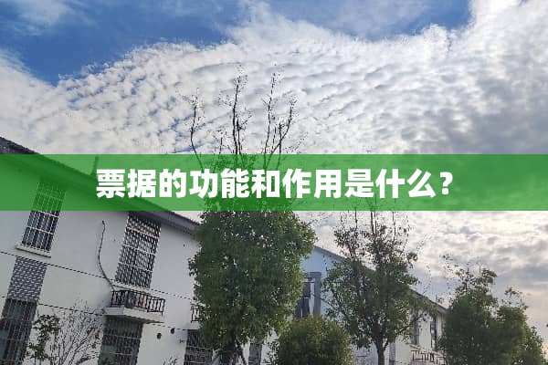 票据的功能和作用是什么？