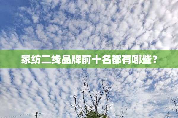 家纺二线品牌前十名都有哪些？