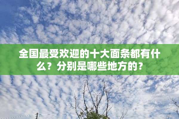 全国最受欢迎的十大面条都有什么？分别是哪些地方的？