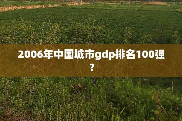 2006年中国城市gdp排名100强？