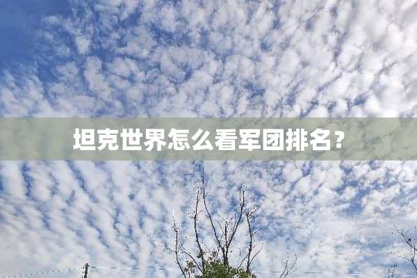 坦克世界怎么看军团排名？