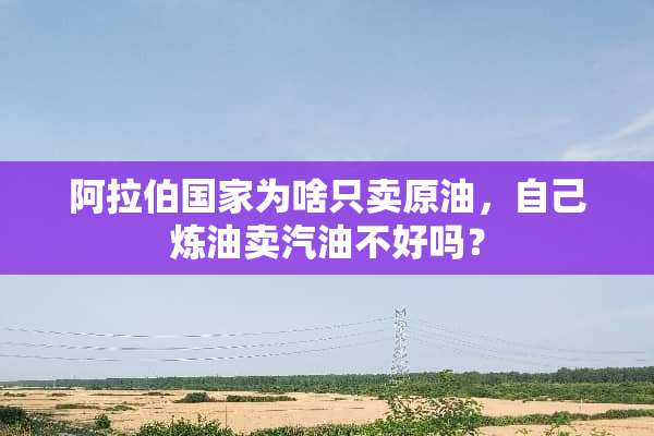 阿拉伯国家为啥只卖原油，自己炼油卖汽油不好吗？