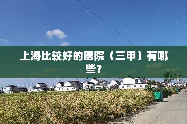 上海比较好的医院（三甲）有哪些？