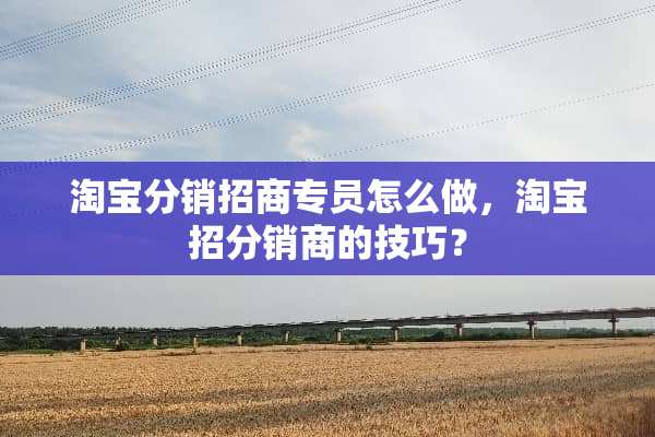 淘宝分销招商专员怎么做，淘宝招分销商的技巧？