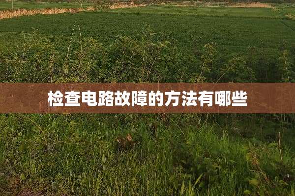 检查电路故障的方法有哪些