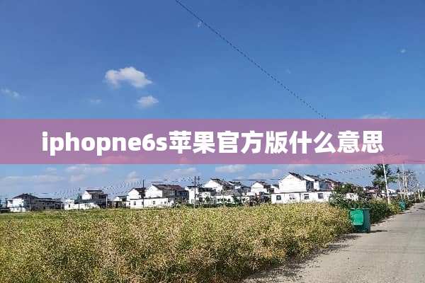 iphopne6s苹果官方版什么意思