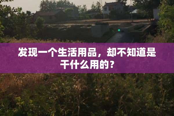 发现一个生活用品，却不知道是干什么用的？