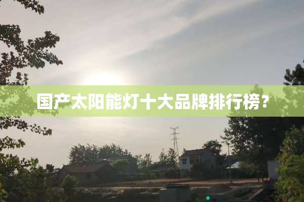 国产太阳能灯十大品牌排行榜？