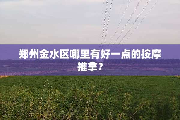 郑州金水区哪里有好一点的按摩推拿？