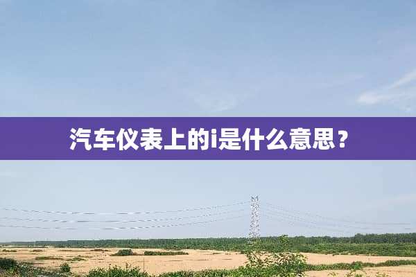 汽车仪表上的i是什么意思？