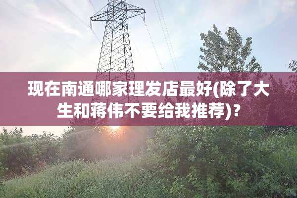 现在南通哪家理发店最好(除了大生和蒋伟不要给我推荐)？