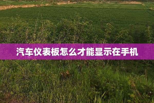 汽车仪表板怎么才能显示在手机