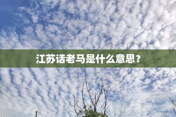 江苏话老马是什么意思？