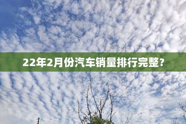 22年2月份汽车销量排行完整？