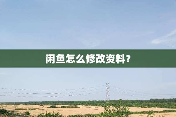 闲鱼怎么修改资料？