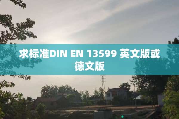 求标准DIN EN 13599 英文版或德文版