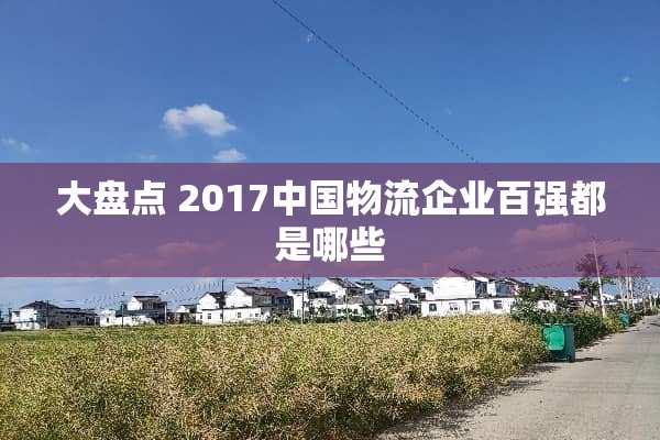 大盘点 2017中国物流企业百强都是哪些