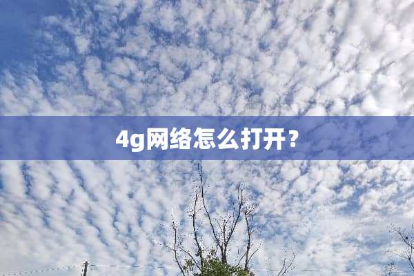 4g网络怎么打开？