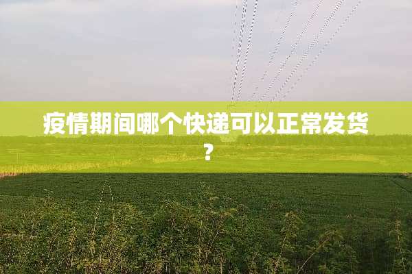疫情期间哪个快递可以正常发货？
