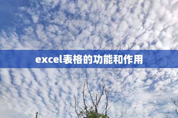 excel表格的功能和作用