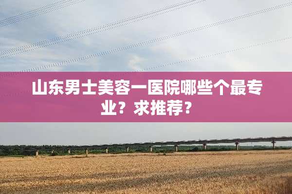 山东男士美容一医院哪些个最专业？求推荐？