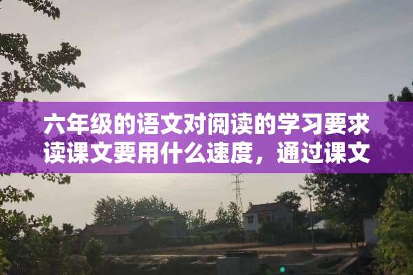 六年级的语文对阅读的学习要求读课文要用什么速度，通过课文中寻找什么来体会作？