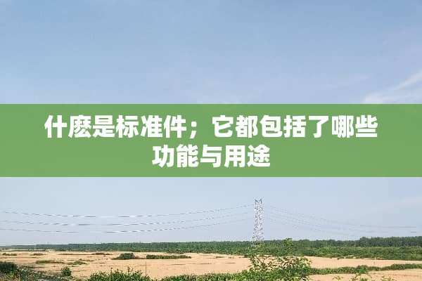 什麽是标准件；它都包括了哪些功能与用途