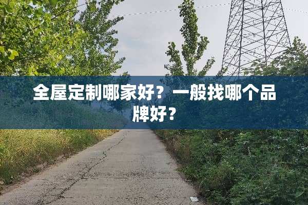 全屋定制哪家好？一般找哪个品牌好？