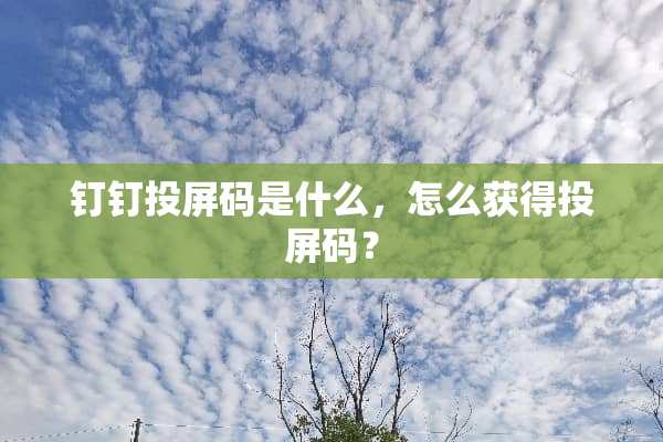 钉钉投屏码是什么，怎么获得投屏码？
