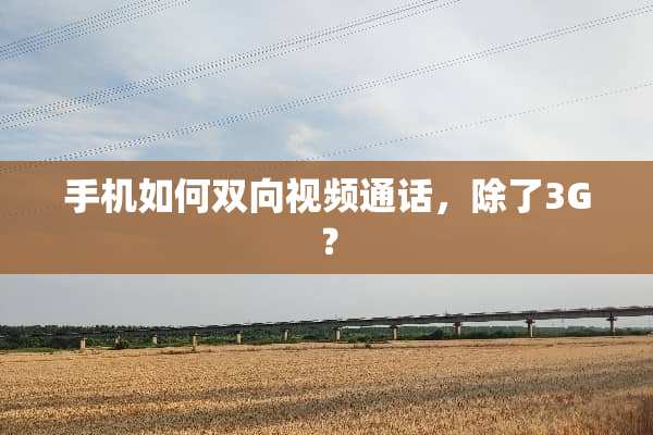 手机如何双向视频通话，除了3G？