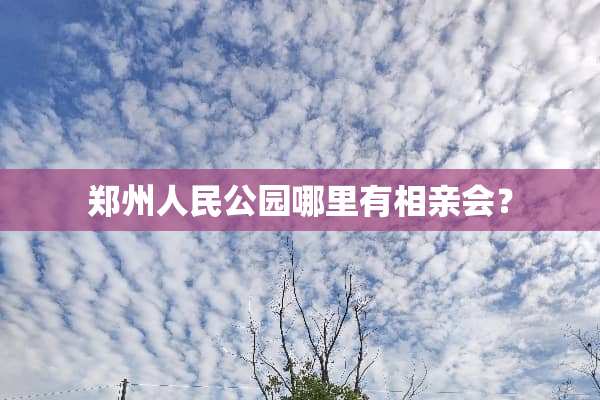 郑州人民公园哪里有相亲会？