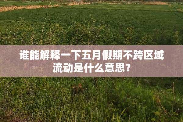 谁能解释一下五月假期不跨区域流动是什么意思？