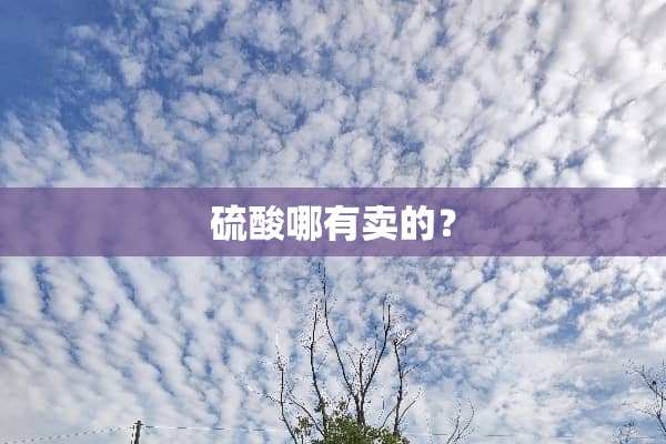 硫酸哪有卖的？