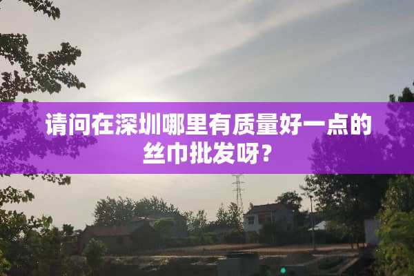 请问在深圳哪里有质量好一点的丝巾批发呀？