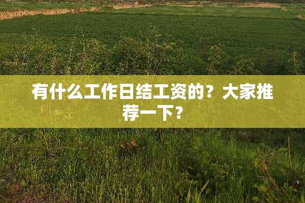有什么工作日结工资的？大家推荐一下？